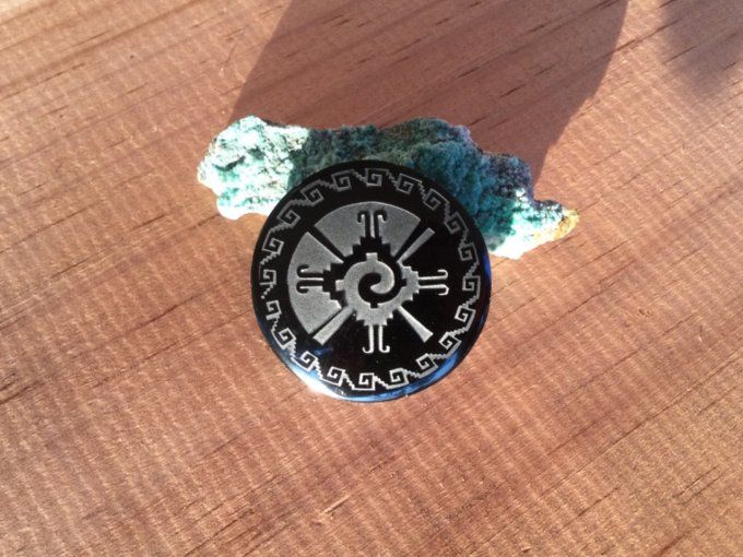 Bijou Maya Pierre Hunab ku YIN YANG obsidienne symbole amérindien collier  perles jade serpentine 