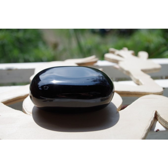 pierre de massage sculptée obsidienne noire Mexico 13cm obsidian massage black gemstone *liberation*