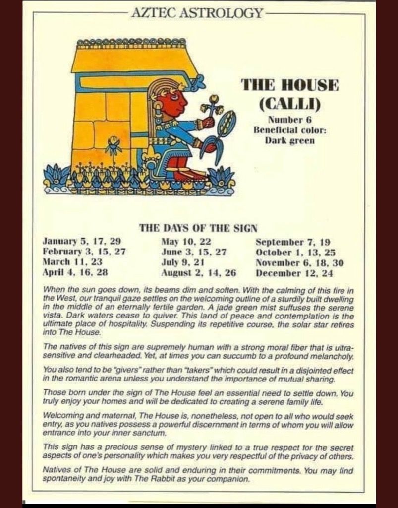 Aztec Astrology sign Calli the House