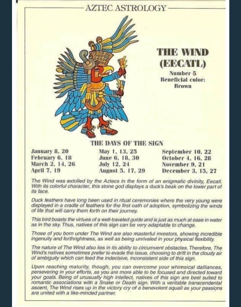 Aztec Astrology sign Ehecatl the Wind