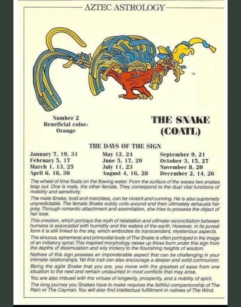 Aztec Astrology sign Coatl the Snake