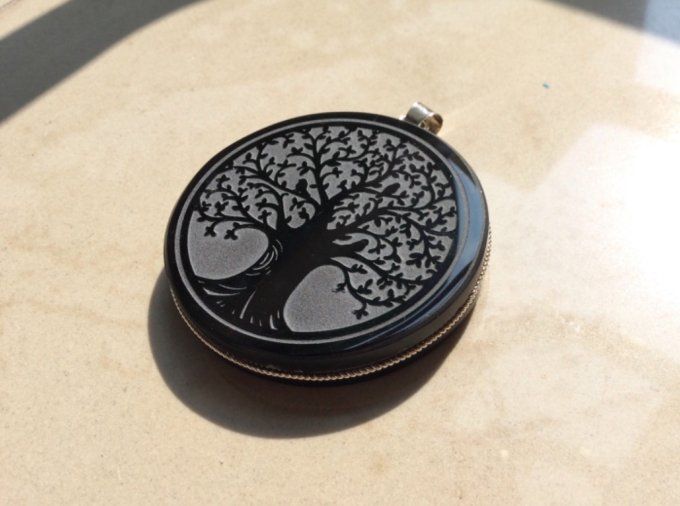 Arbre Pendentif obsidienne noire du Mexique 5cm pierre cristal naturel