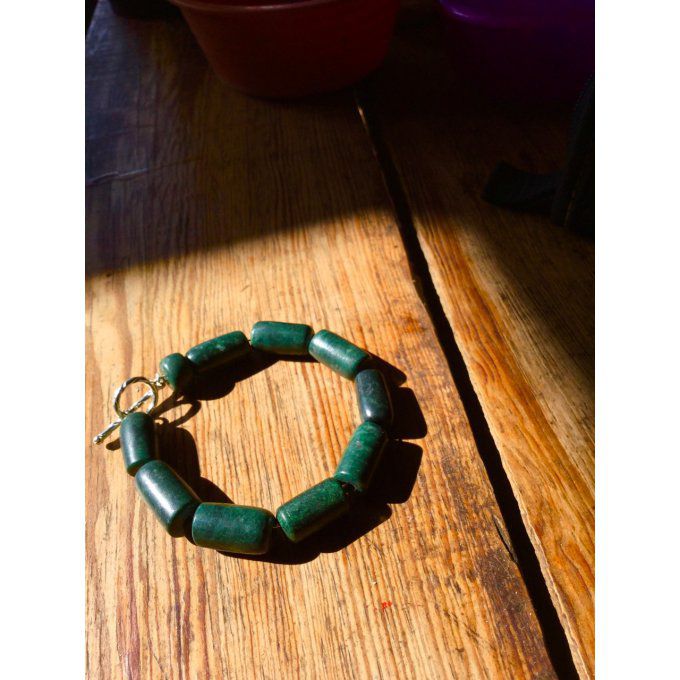 bracelet Perles de Jade Guatemala vert épinard Jade Maya bracelet tubes-paix interieur