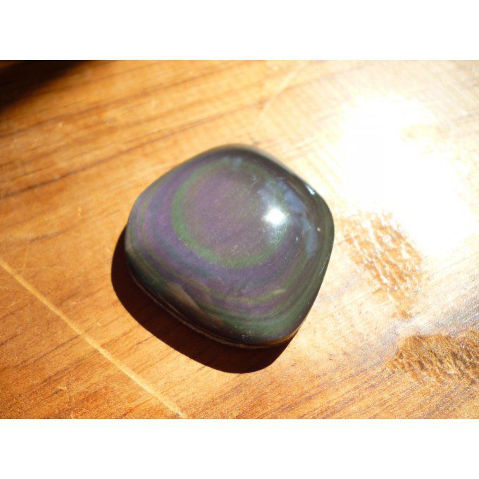 obsidienne arc-en-ciel oeil céleste 5cm reflets violet vert cabochon pendentif  bijou lithothérapi