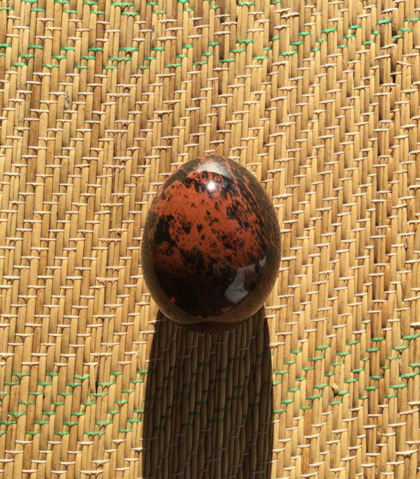 oeuf Yoni obsidienne rouge MexicoAcajou orange noire Mexique 4cm