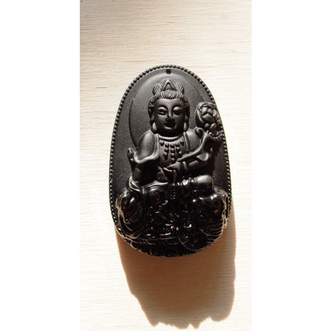 bouddha obsidienne du Mexique pierre protection puissante pendentif pierre naturelle lithothérapie