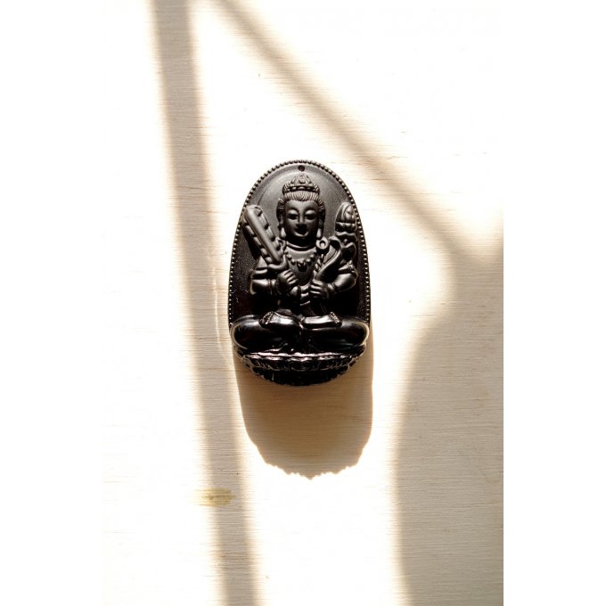 Bouddha pendbuddha pendant stone gem obsidian Mexico 6cm, Buddha stone engraved laser/Buddha ciondol