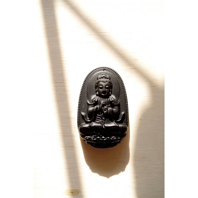 Bouddha pendbuddha pendant stone gem obsidian Mexico 6cm, Buddha stone engraved laser/Buddha ciondol