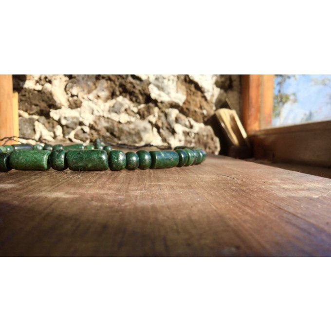 collier MAya Perles style Jade Guatemala vert epinard, bracelet parure