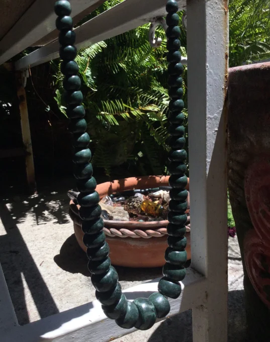 collier Perles de Jade Guatemala croissantes + bracelet / Guatemalan Jade Maya beads necklace