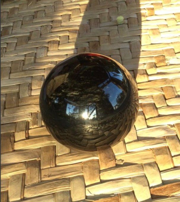 Grande Sphère sculptée en obsidienne naturelle du Mexique 12cm/4.72" Boule de cristal