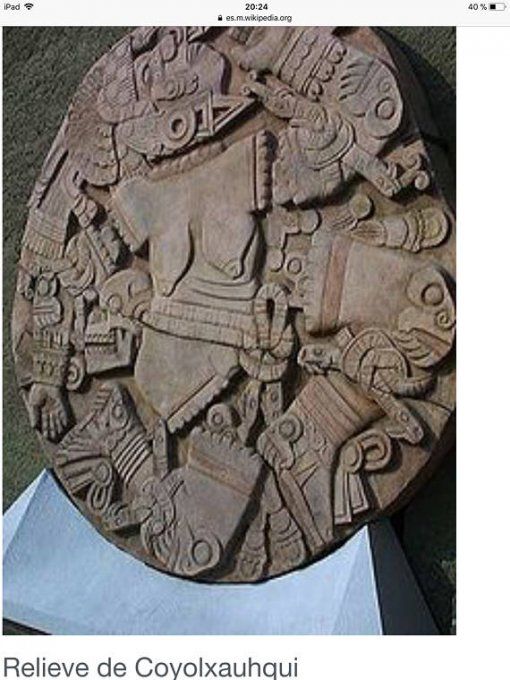 Divinité Mexica Lune Coyolxauhqui gravée sur obsidienne noire-Pierre ou Pendentif 5cm