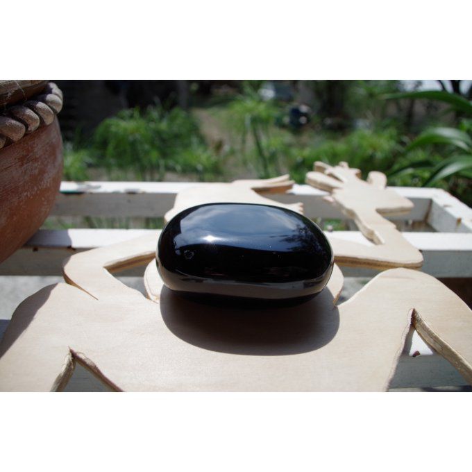 Grand galet en pierre massage obsidienne du Mexique 12cm,extremement doux