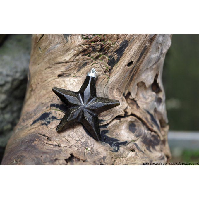 étoile sculptée en pierre obsidienne dorée cristal 5cm noir pendentif bijou fournitures