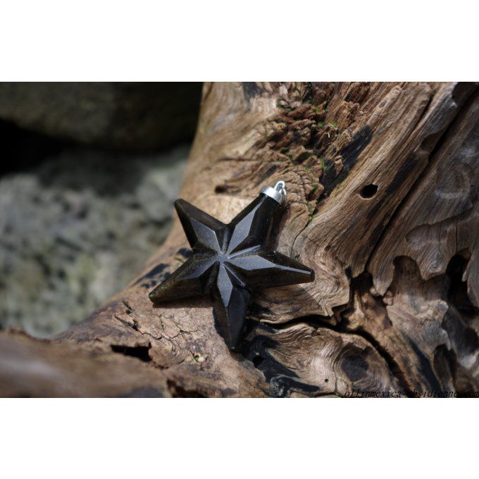 estrella tallada de piedra de obsidiana de cristal de oro 5cm colgante negro suministros de joyería