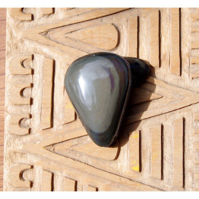 obsidienne arc-en-ciel oeil céleste 5cm reflets violet gris cabochon pendentif  bijou lithothérapie 