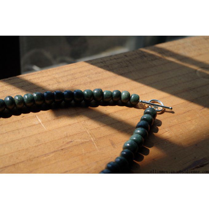 collier Perles de Jade Guatemala vert epinard et bracelet, Guatemalan Jade Maya beads necklace