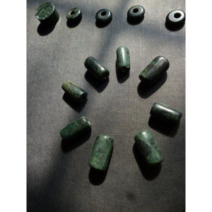 Pierre de jade Perles 1cm et Tubes 2cm en jade du Guatemala, jadeite vert épinard collier-bracelet-f