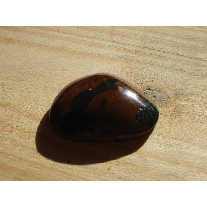 grande Obsidienne rouge marron mahogany caoba acajou grand cabochon pierre de feu rainurée