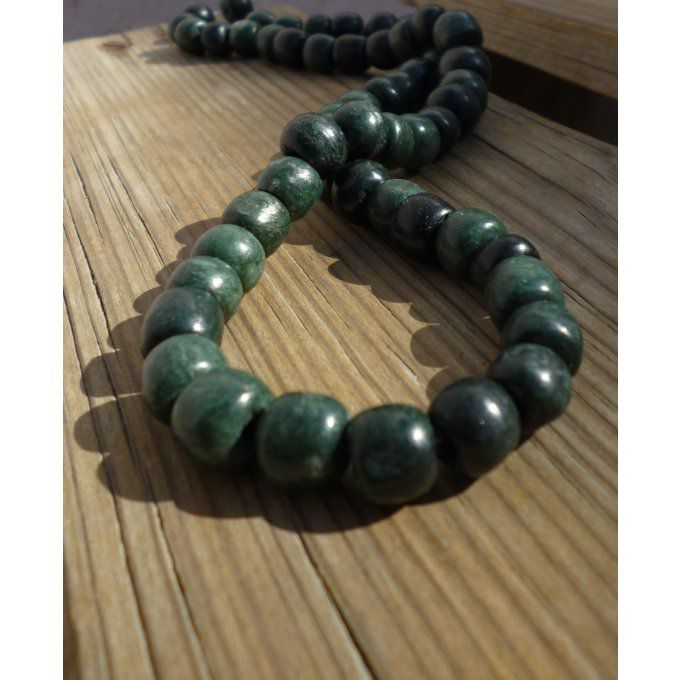 Pierre de jade Perles 1cm et Tubes 2cm en jade du Guatemala, jadeite vert épinard collier-bracelet-f