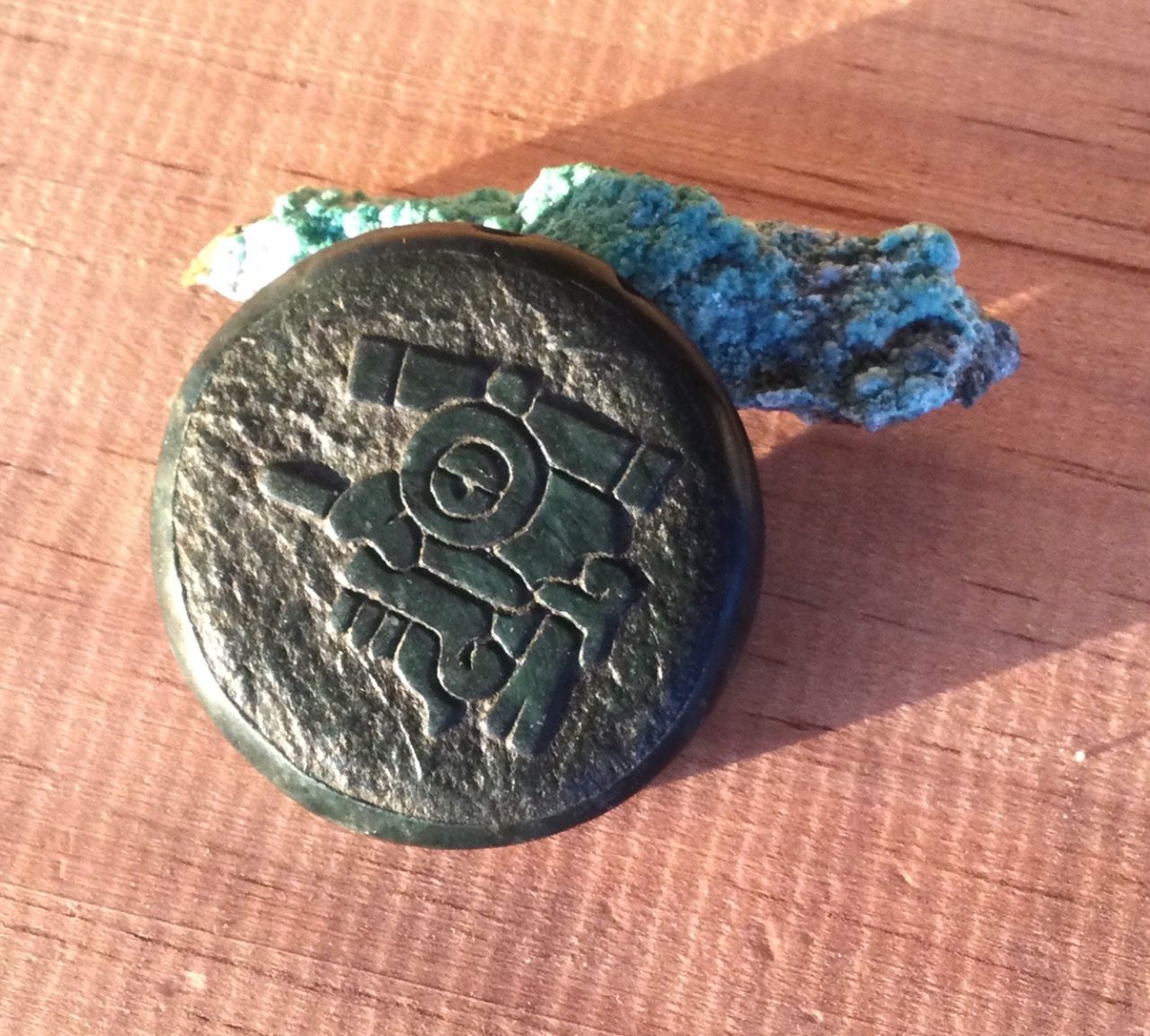 Pendentif Tlaloc divinité liée à l’Eau Mexica Aztèque pierre jade Guatemala Maya pendentif  Mexicain