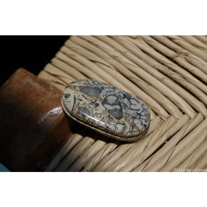 pierre fossile Mexique cabochon rainuré confection bijou pendentif lithothérapie